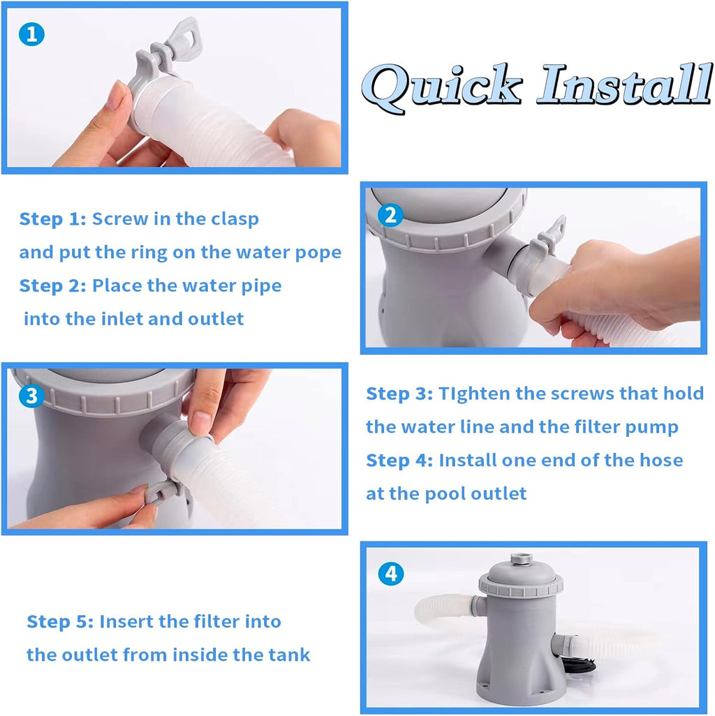 Pool Pump Filter 800 GPH, Pool Filters for Above Ground Pool Filter, Cartridge for Inflatable Swimming Pools
