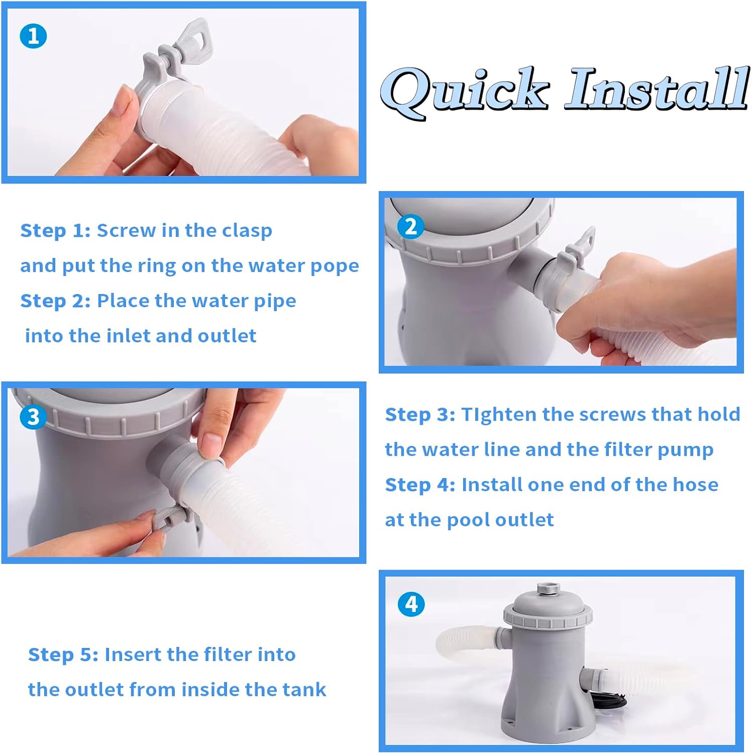 Pool Pump Filter 800 GPH, Pool Filters for Above Ground Pool Filter, Cartridge for Inflatable Swimming Pools
