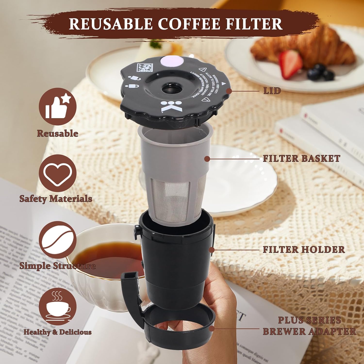 K250 Reusable Coffee Filter Compatible with Keurigg My K-Cup 2.0 1.0 | 3 Pack Refillable Ground Coffee Filter Fits