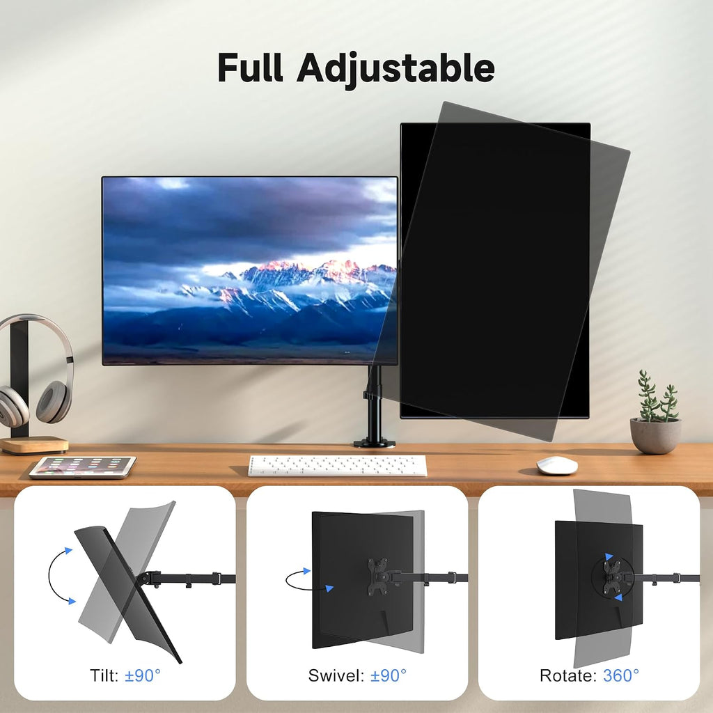 Dual Monitor Mount for 2 Screens up to 32 Inches and 22lbs Each | Adjustable Monitor stand, Tilt, Swivel, Rotate