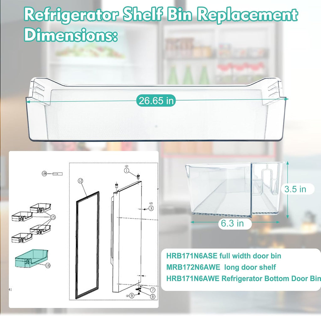 HRB171N6ASE Refrigerator Section Long Door Bin Compatible with Hisense