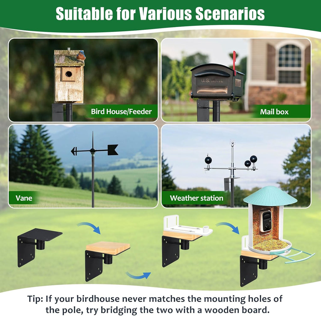 Bird Feeder Pole, 105" Heavy Duty Adjustable Feeder Stand with 5-Pronged Base for Birdhouse Mounting, Weather