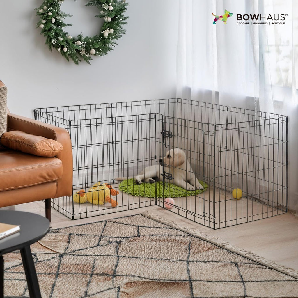Foldable Outdoor/Indoor Pet Playpen with Gate, Available in 24 Inch Height Metal Portable Kennel, Heavy-Duty Exercise