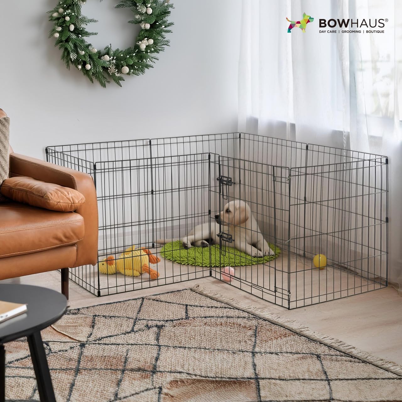 Foldable Outdoor/Indoor Pet Playpen with Gate, Available in 24 Inch Height Metal Portable Kennel, Heavy-Duty Exercise