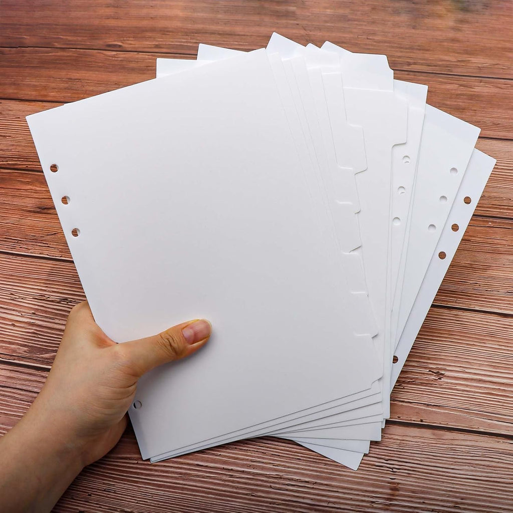 2 Set A5 Binder Dividers White Plastic Index Divider Blank Side 7 Tabs Top 5 Tabs Planner Insets 12 Sheets Refillable