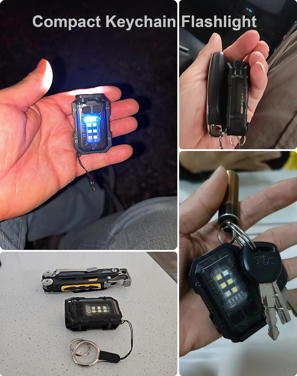 Pocket EDC Flashlight Rechargeable, 500 Lumens Keychain Flashlight | Pocket Size, Lightweight, 8 Modes Light Source