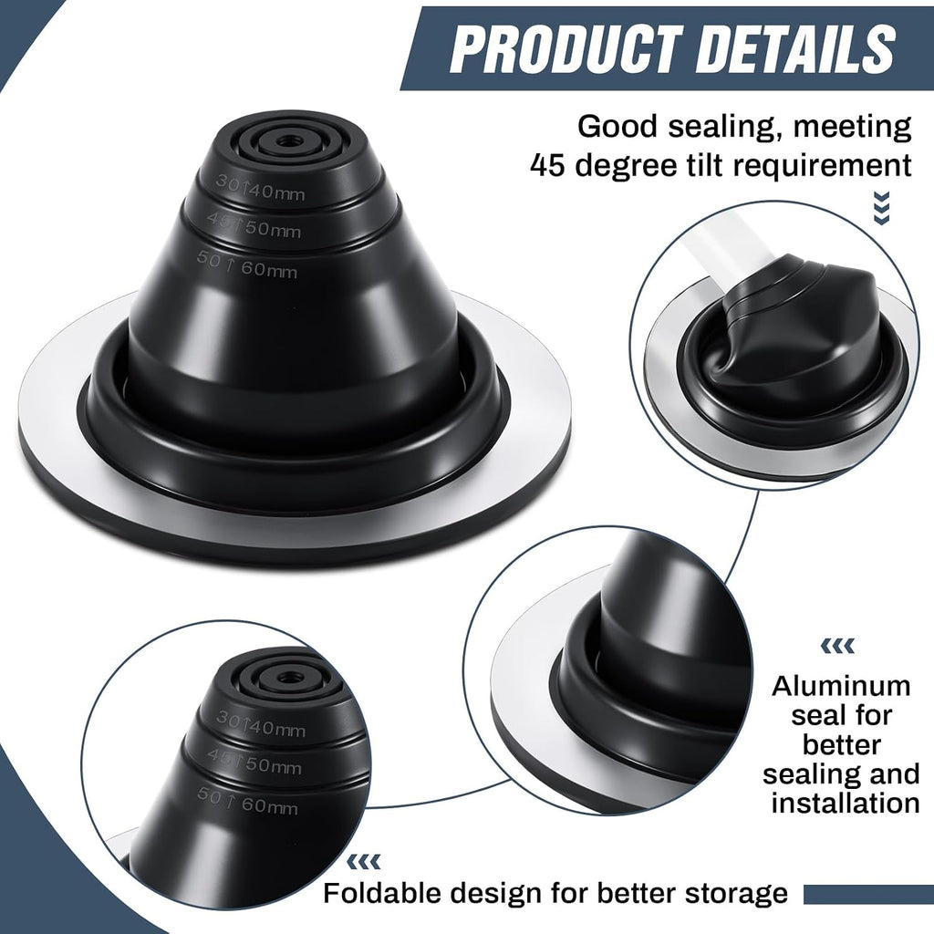 2 Pcs #1 Metal Roof Jack Pipe Flashing Boot,EPDM Flexible Vent Black