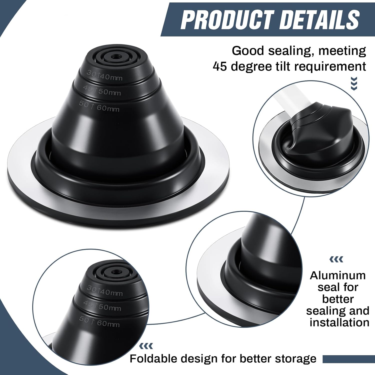 2 Pcs #1 Metal Roof Jack Pipe Flashing Boot,EPDM Flexible Vent Black