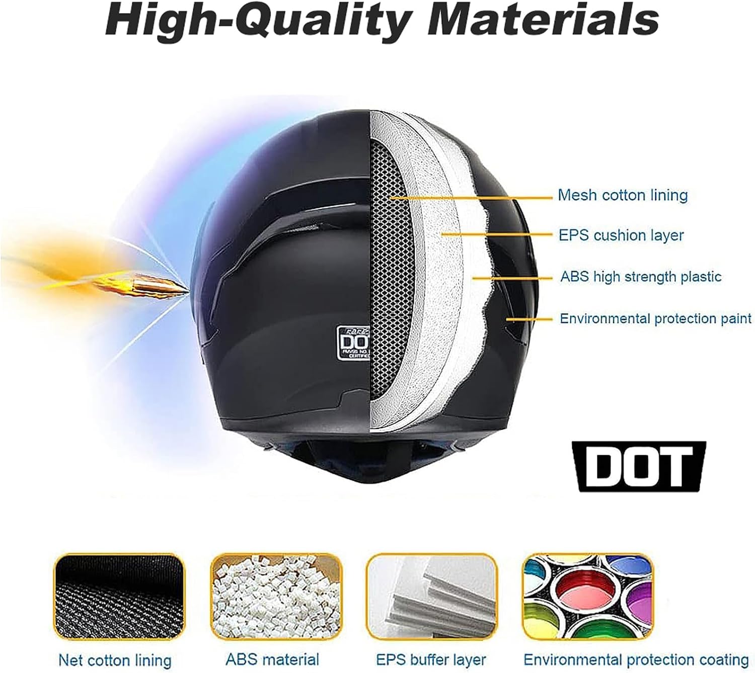 Bluetooth Modular Motorcycle Helmet, DOT Approved Flip Up Full Face Integrated Helmet, Double Visor Helmet Built-in