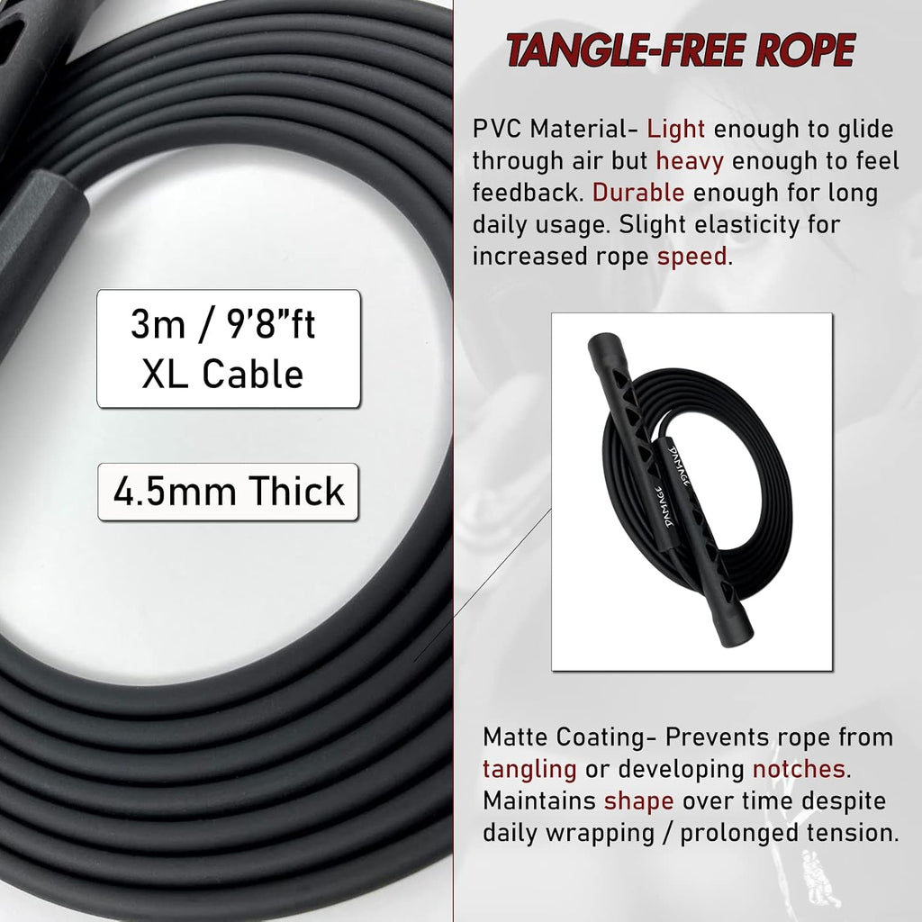 Boxer Speed Rope, Lightweight PVC Skipping,Jumping Rope, Non-Slip PVC Plastic Handles and Matte Coated Tangle-Free