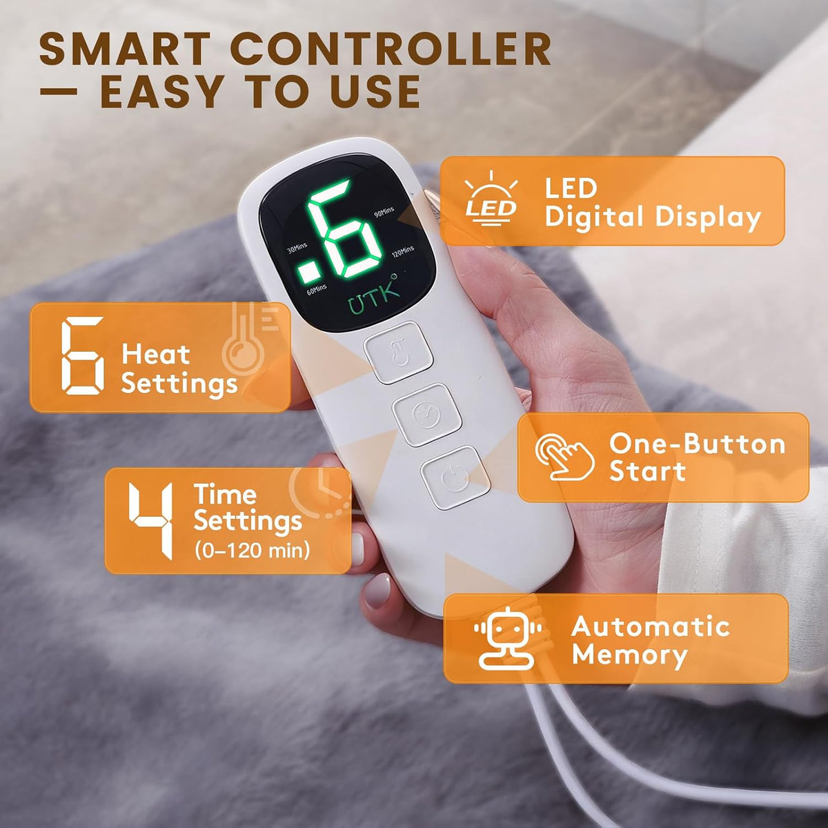 Heating Pad for Neck and Shoulders and Back, 6 Heat Settings & 4 Timer Deeper Pain Relief, Auto Shut Off, 29 * 38"