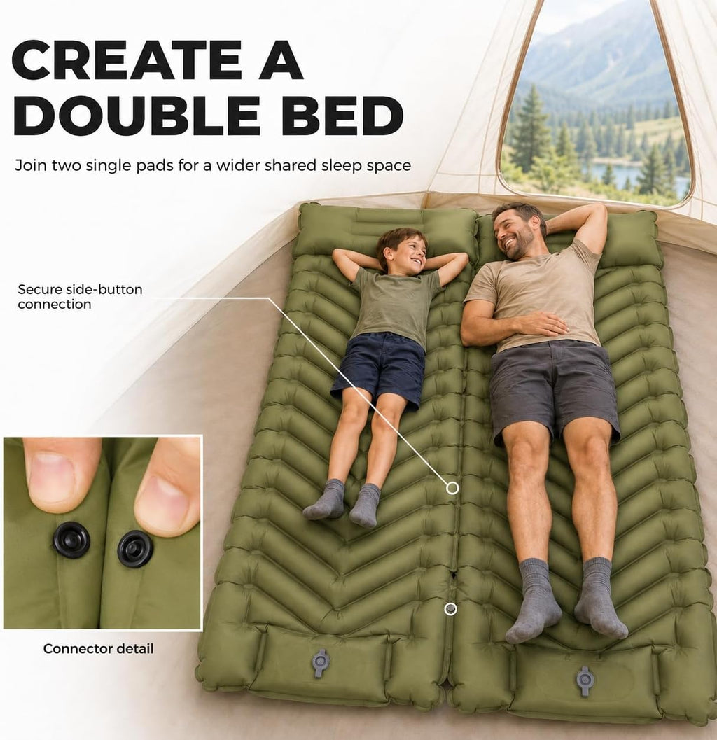Sleeping Pad for Camping, Camping Mattress - Bed for Outdoors Built-in Foot Pump Air Mattress for Backpacking