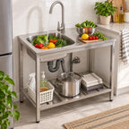 Stainless Steel Utility Sink, Freestanding Commercial Outdoor Utility Sink
