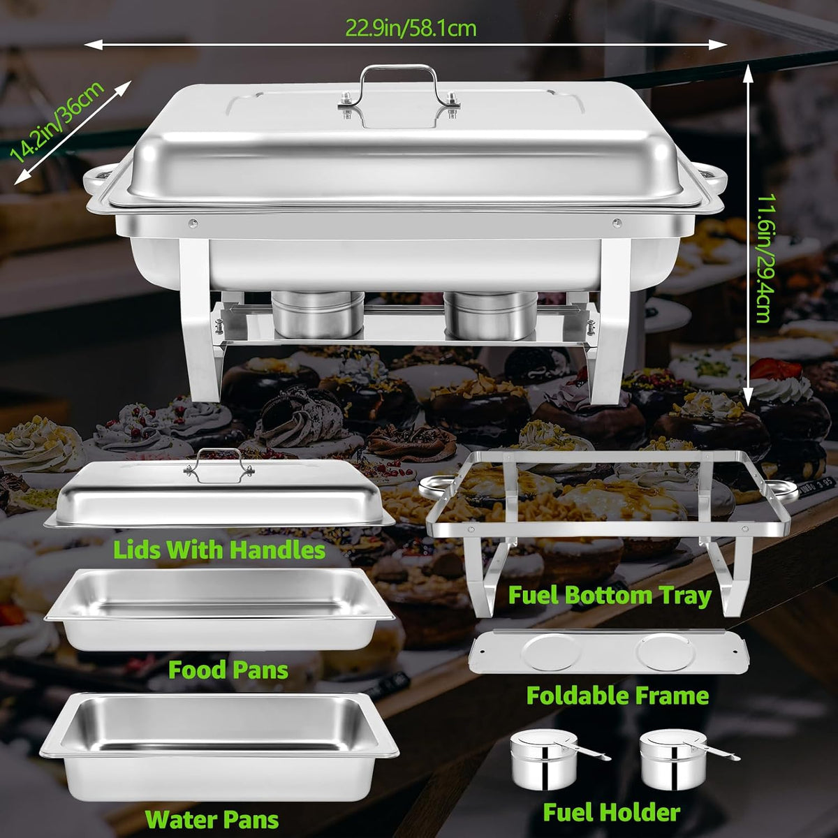 Chafing Dishes for Buffet 5 Pack, 9 QT Full Pan Stainless Steel