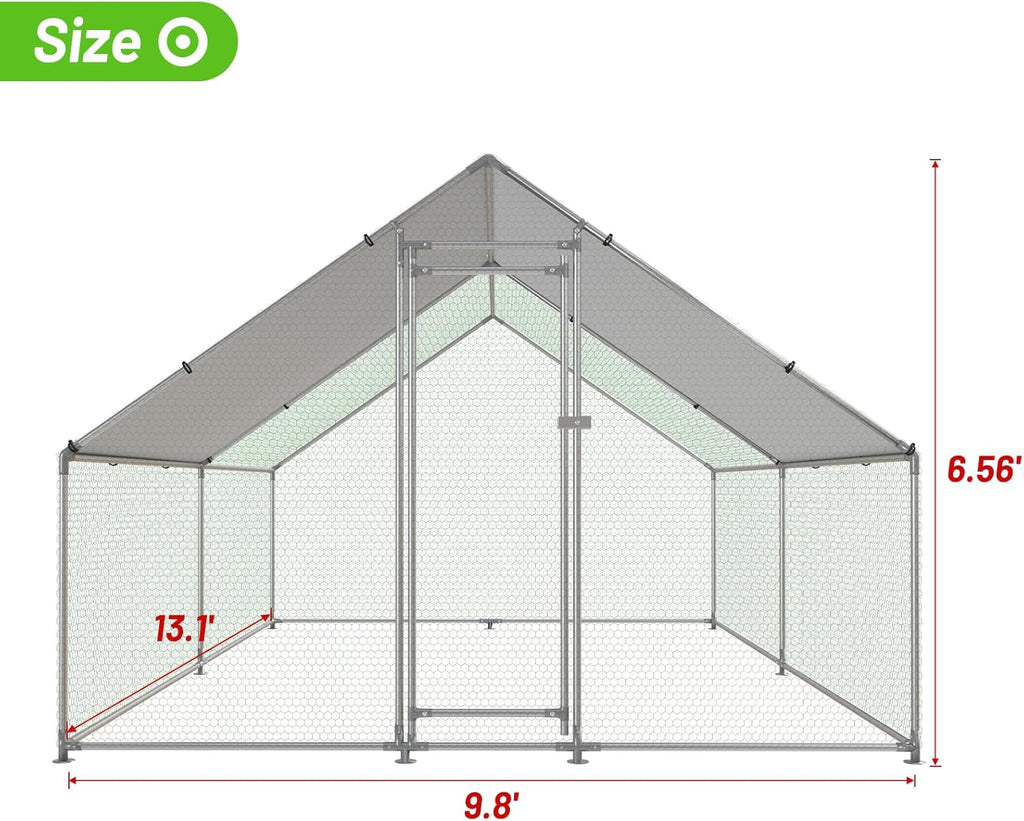 Large Metal Chicken Coop Walk-in Poultry Cage with Water-Resident and Anti-UV Cover Duck Rabbit Cat House Outdoor