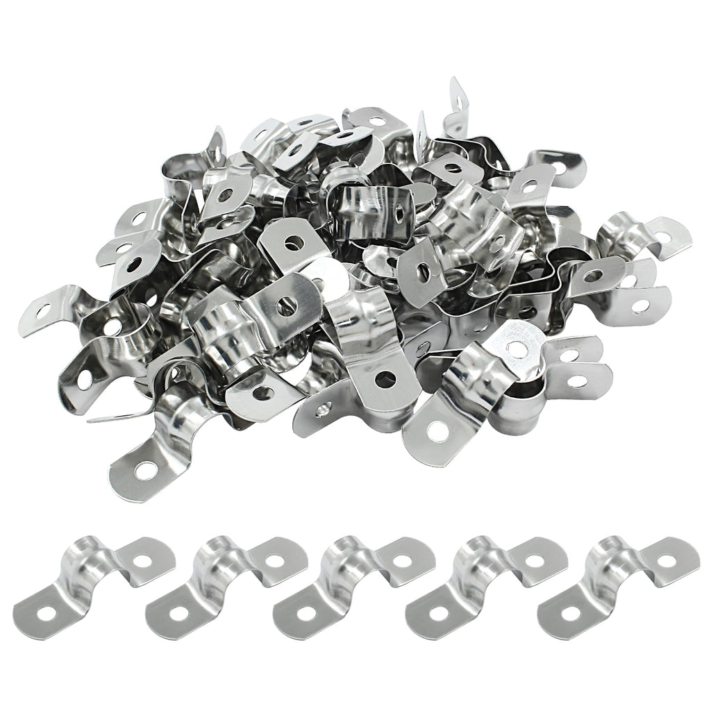 Hordion 50Pcs 3/8" Two Hole Strap U Bracket, M10 Rigid Pipe Strap