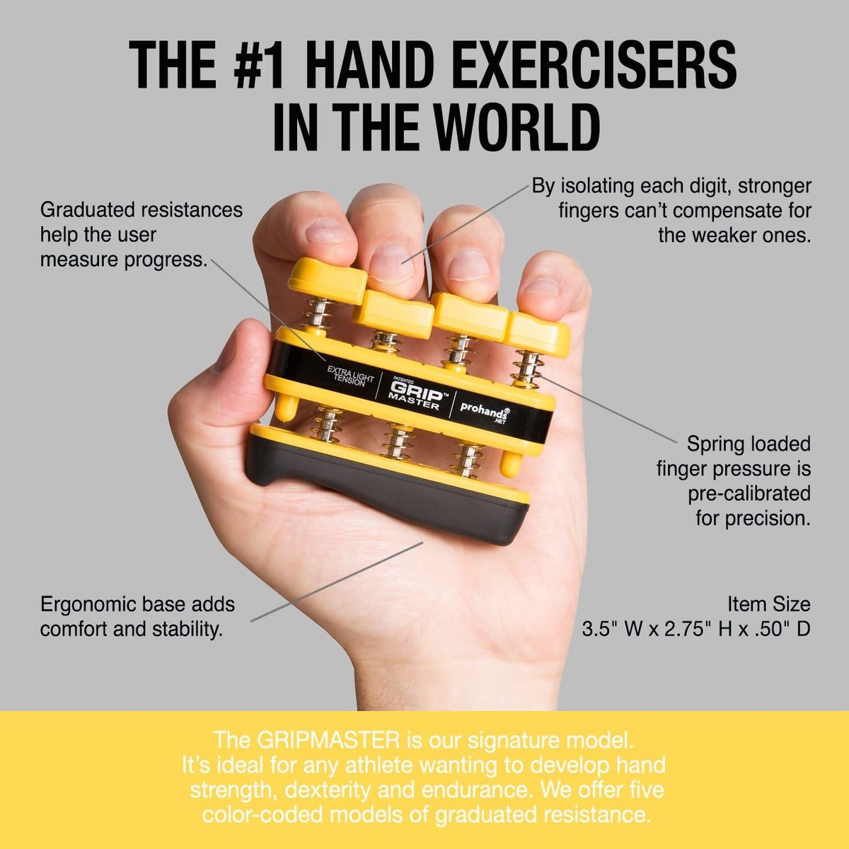 Gripmaster Hand Exerciser, Finger Exerciser (Hand Grip Strengthener), Spring-Loaded, Finger-Piston System, Isolate &