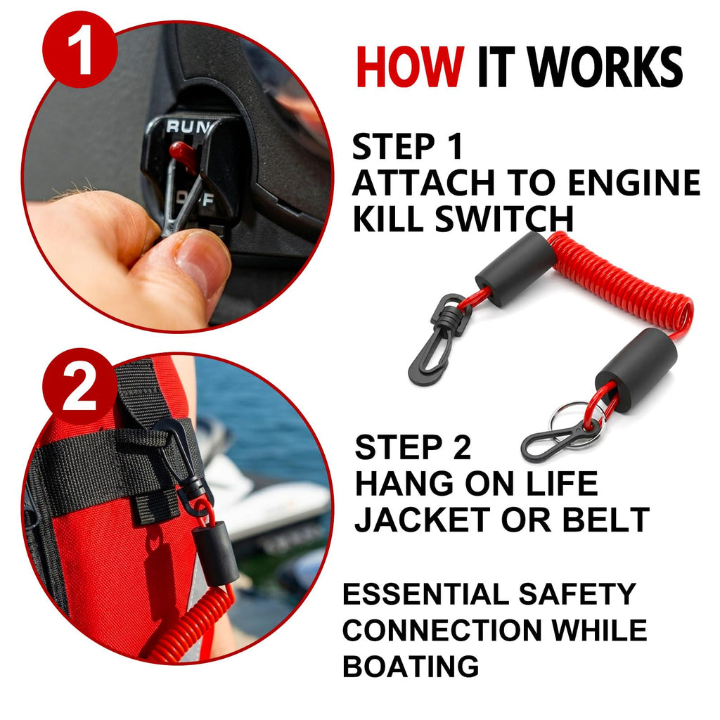TRKETA Floating Boat Kill Switch Lanyard for Mercury Safety Stop Cord