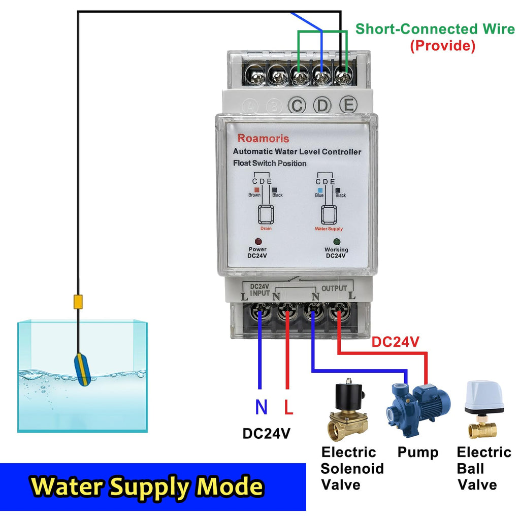 Roamoris DC 24V Sump Pump Float Switch Relay,Automatic Water Level Controller, Liquid Relay,Level Sensor Detector with 9.8Ft Float Switch for Sewage Pump,Tank, Septic Tank,NF03