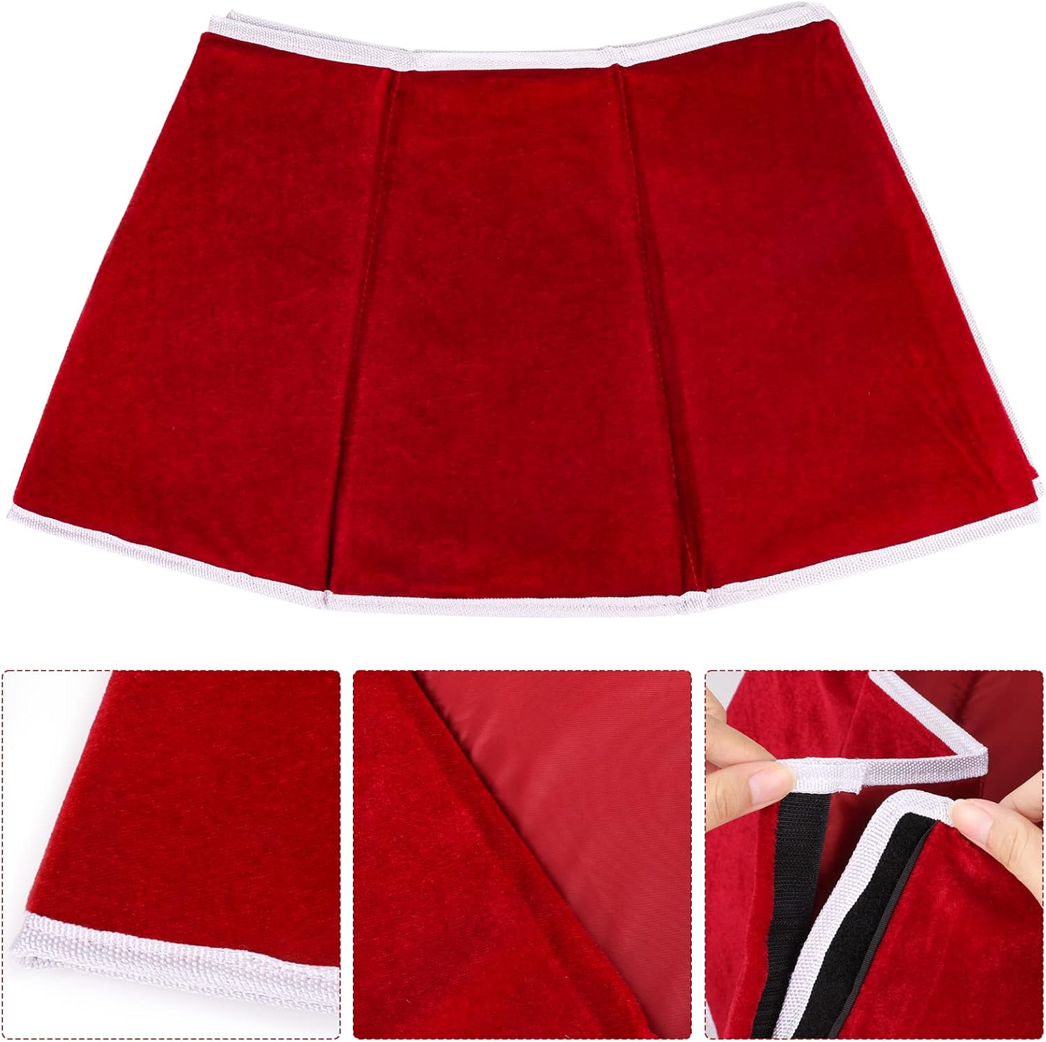 Christmas Tree Collar Red Velvet Folable Christmas Tree Ring Tree Skirt for Artificial Trees Base Stand Cover