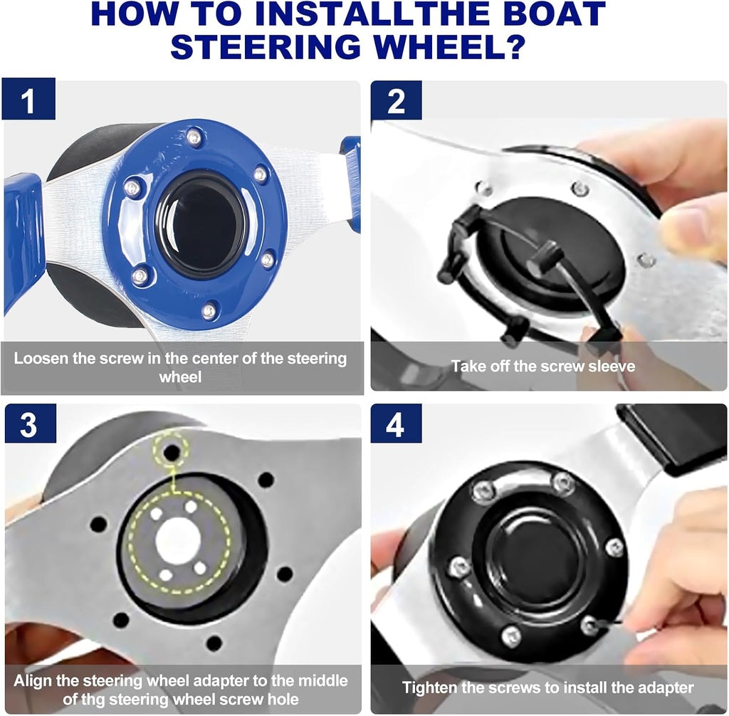 12.5" Blue Marine Boat Steering Wheel with 3/4" Axle Hub Adapter