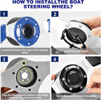 12.5" Blue Marine Boat Steering Wheel with 3/4" Axle Hub Adapter