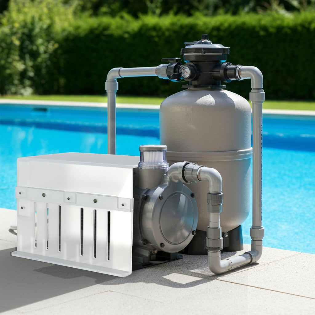 Salcod Pool Pump Cover for Outside Units, UV-Resistant ABS, White