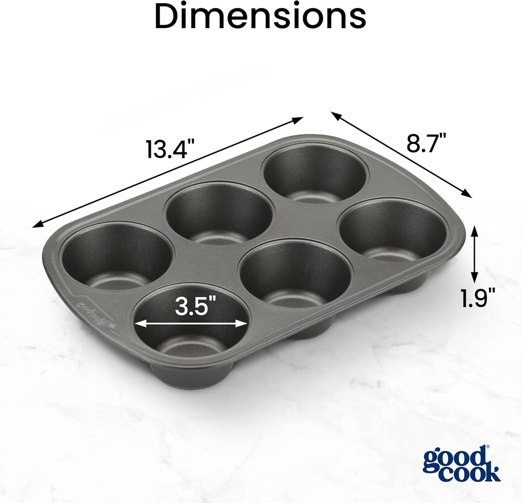 Everyday Nonstick Steel Jumbo Texas Muffin Pan, 6-cup, Gray