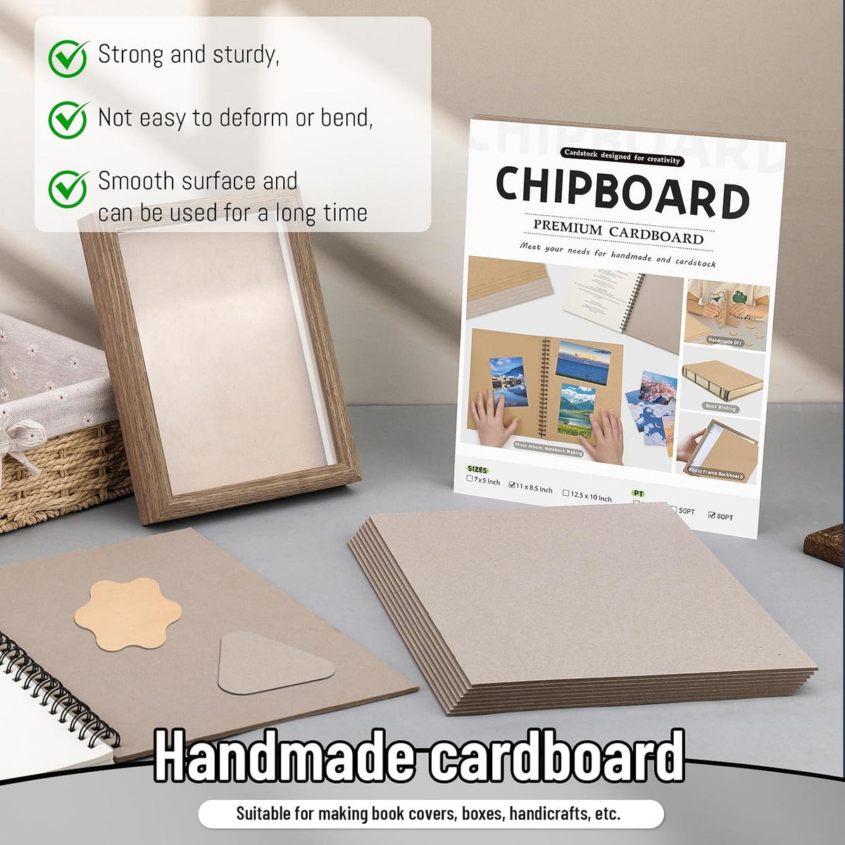 20Pcs Book Board 8.5 x 11", 80PT Chipboard for Book Binding Cover