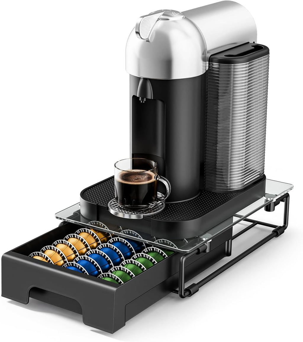 EVERIE Compact Coffee Pod Drawer for Nespresso Vertuo, 21 Large/30 Small