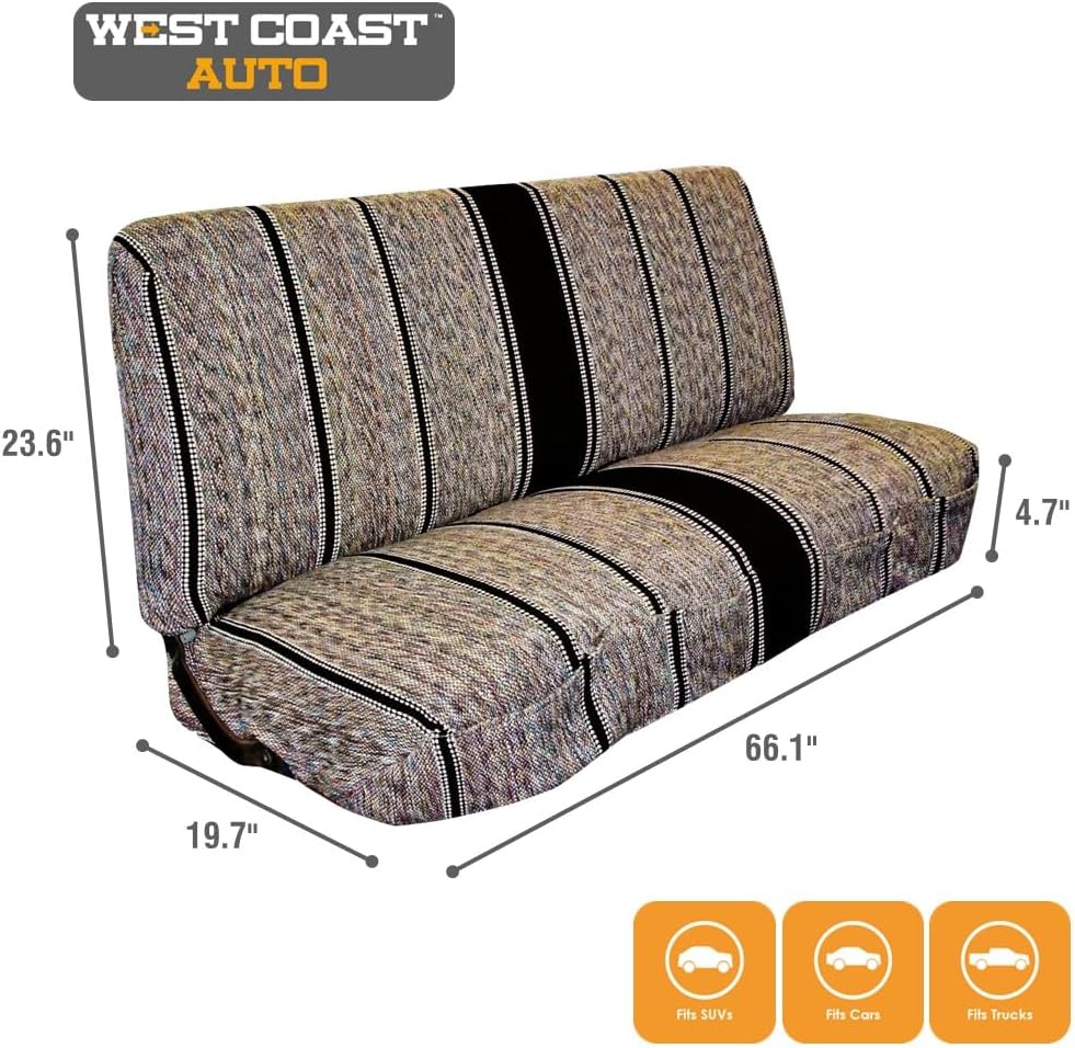 Universal Baja Saddle Blanket Bench Full Size Seat Cover Fits Ford, Chevrolet, Dodge, and Full Size Pickup Trucks