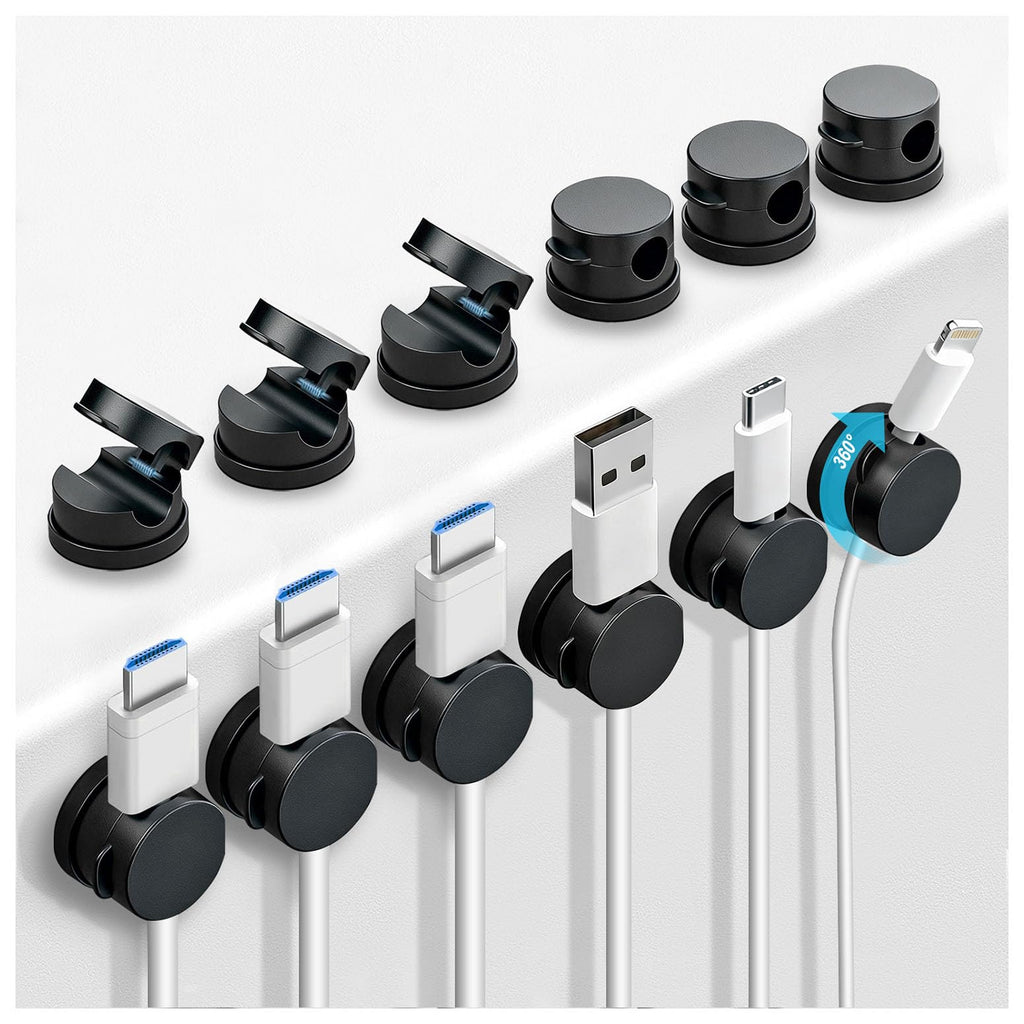 OneLeaf 12 Pack Rotatable Spring Cord Holders, 1s Lock Adhesive Cable Clips