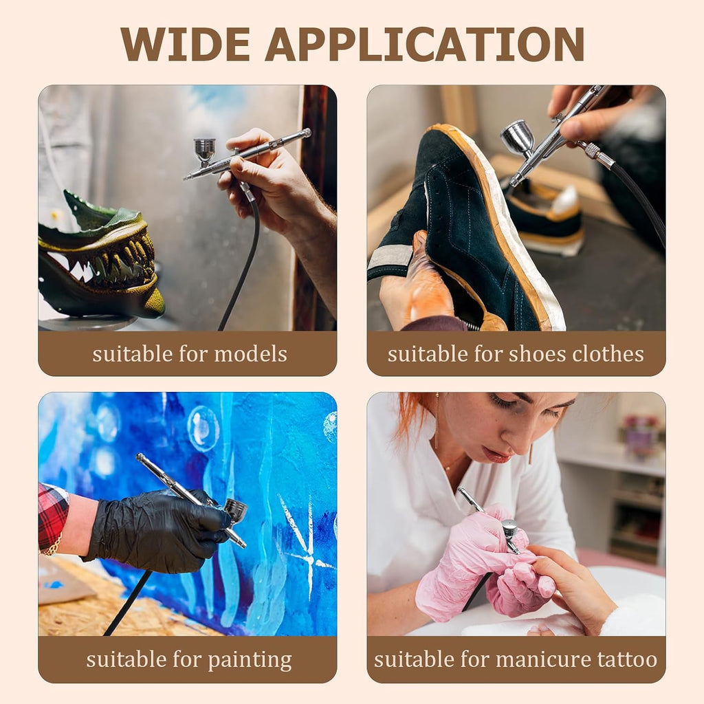 Airbrush Kit, 27PSI Air Brush Gun Set with Air Compressor & 12 Paint | 7 Pressure Levels Ultra-Quiet Dual-Action
