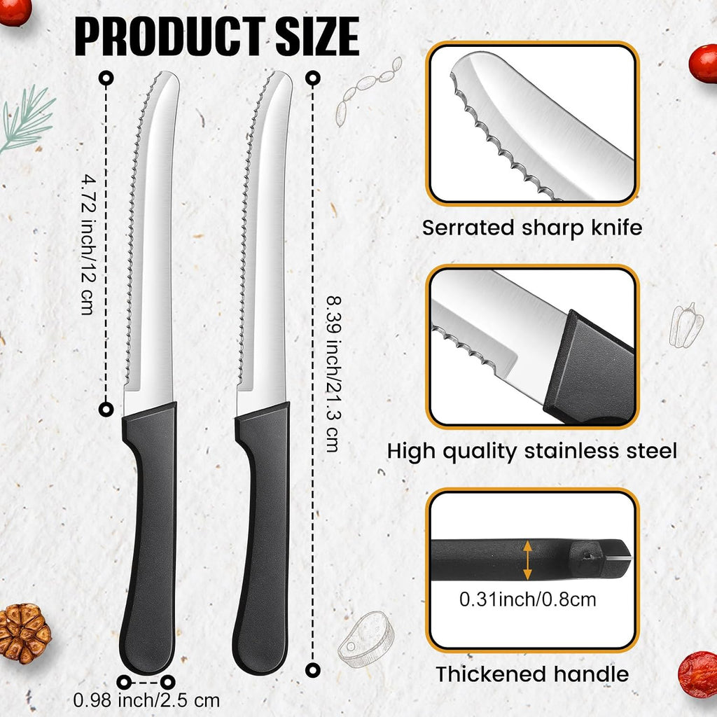 30 Pack Serrated Steak Knives, Stainless Steel, 8.4 in, Restaurant