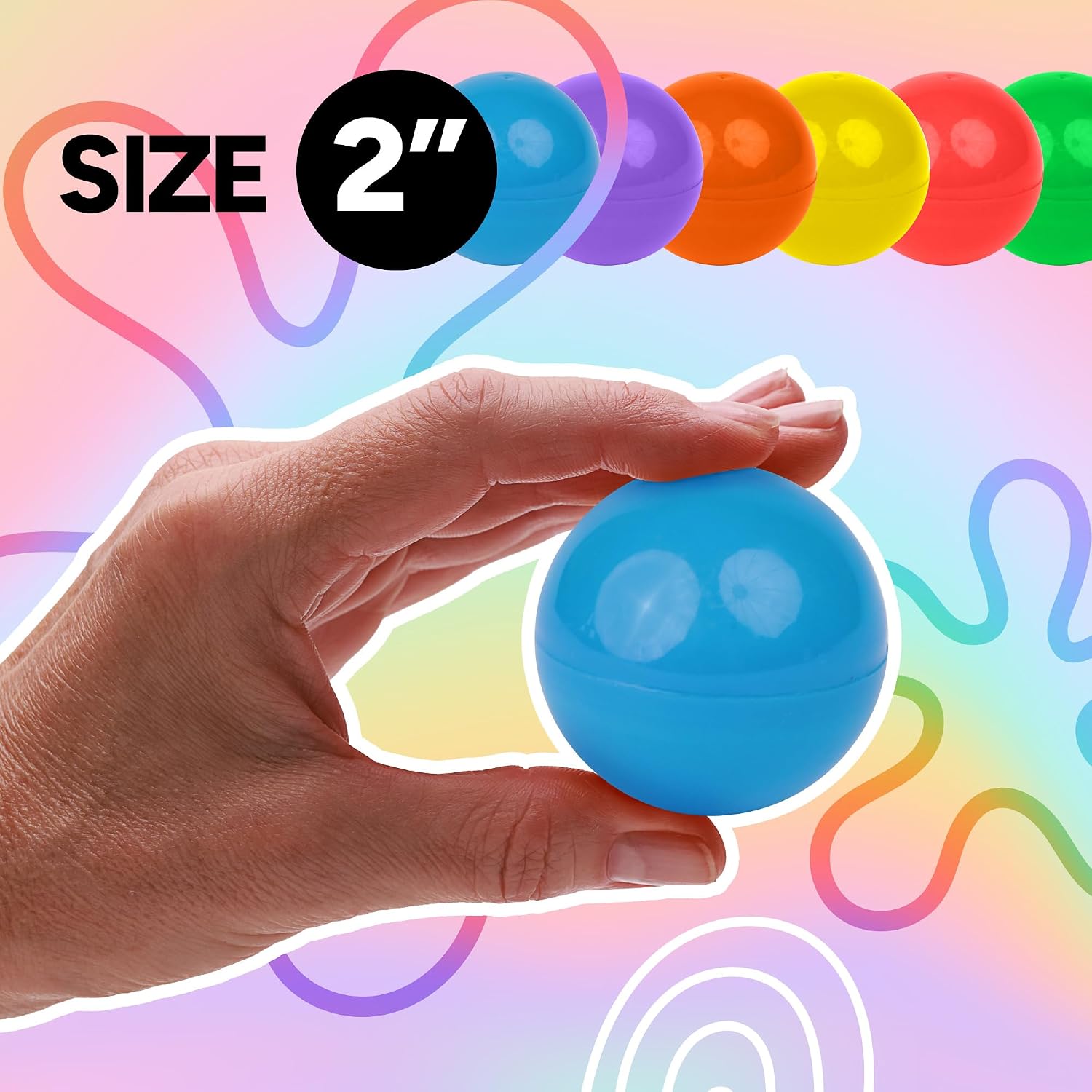 Capsule Vending Machine 2" Assorted Colors Round Capsules Empty - 50 pcs