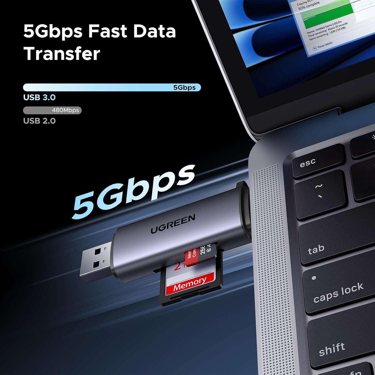 SD Card Reader USB C, USB 3.0 Micro SD Card Reader | 2 in 1 Memory Card Reader for MicroSD SDHC SDXC Compatible with