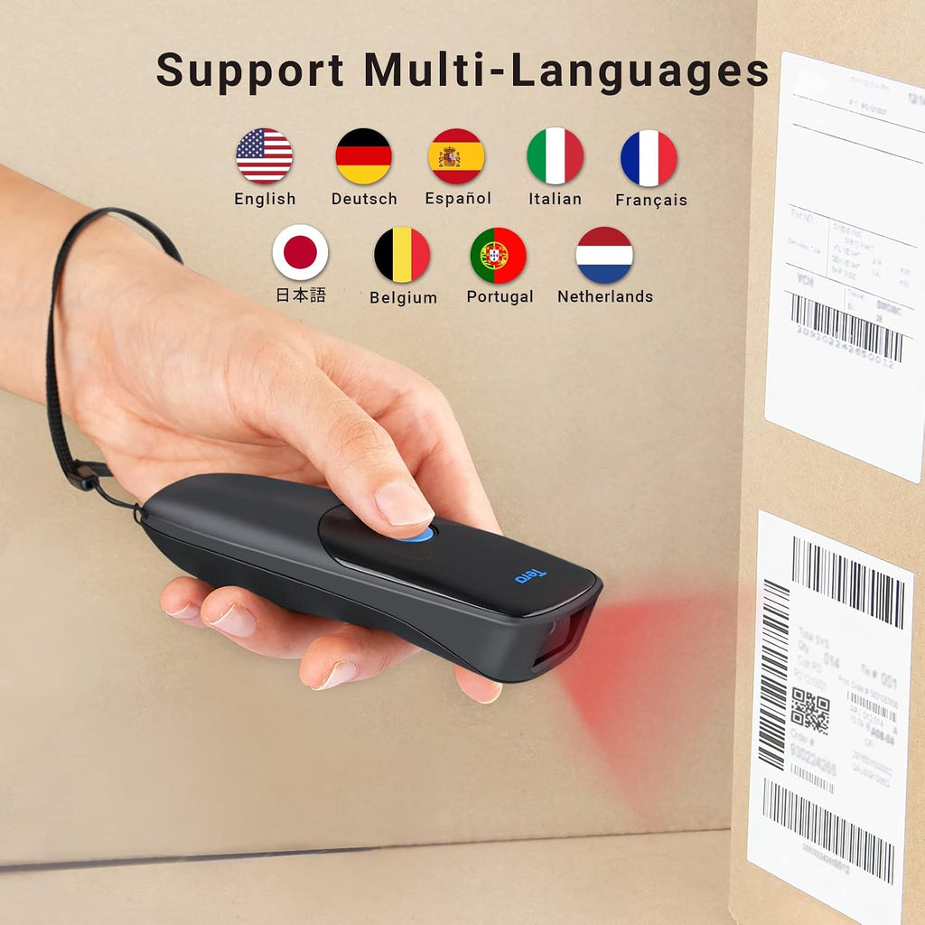 Barcode Scanner 2D Portable Wireless: BT 2.4G USB Pocket Reader, 1300 | 640*480 CMOS Global, 2.5oz Lightweight, 1D 2D