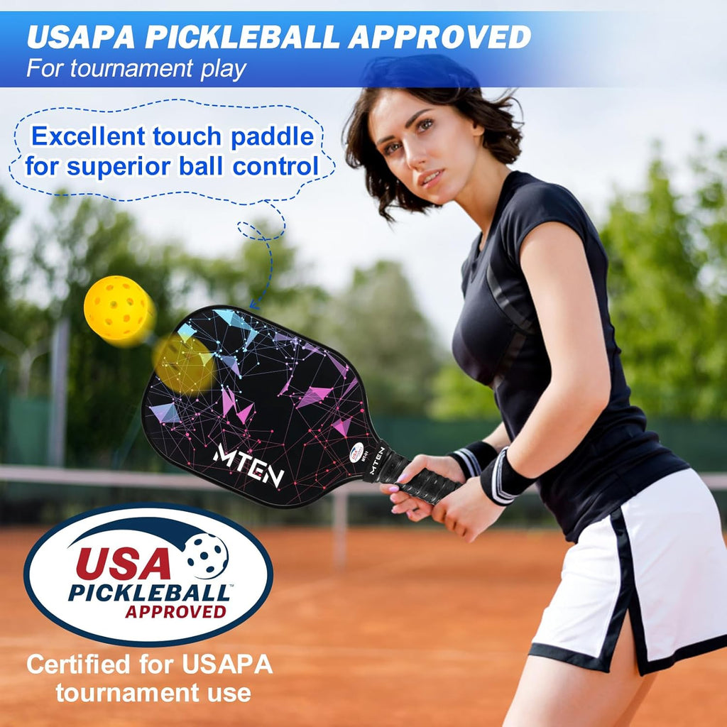 Pickleball Paddles Set of 2/4/1, USAPA Approved Fiberglass Rackets | Lightweight Set for Men, Women, Beginners &