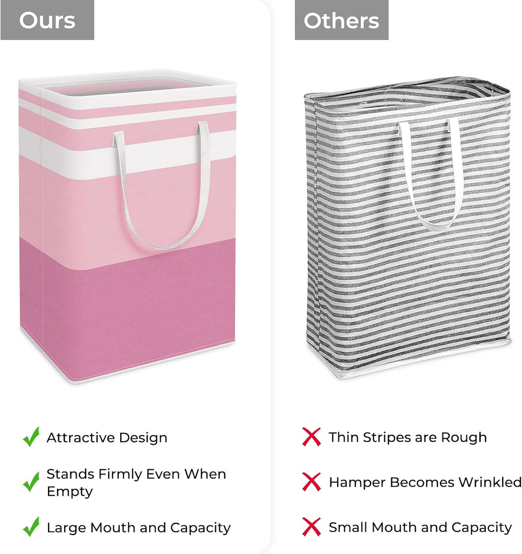 2 Pack Laundry Baskets, Laundry Hampers Bags (Blue+Pink 75L) | Waterproof, Freestanding, Collapsible Clothes Hamper