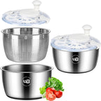 5.3 Qt Stainless Steel Salad Spinner, BOMANSI BOMS Large Salad Spinners Vegetable Spinner, Lettuce Spinner, Fruit