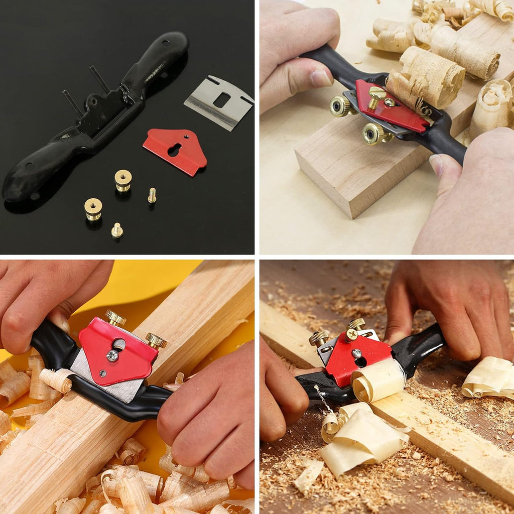 9'' Adjustable SpokeShave with 4 Blades, Home Woodworking Hand Planes, Portable Smoothing Planes Tool for Wood Craft