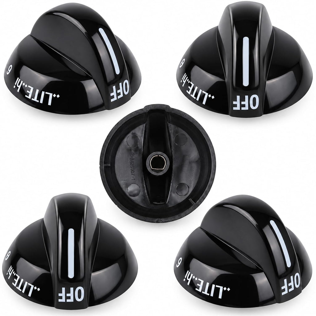5 Pack 316220009 Range Burner Control Knobs Black Fit for Frigidaire Stove