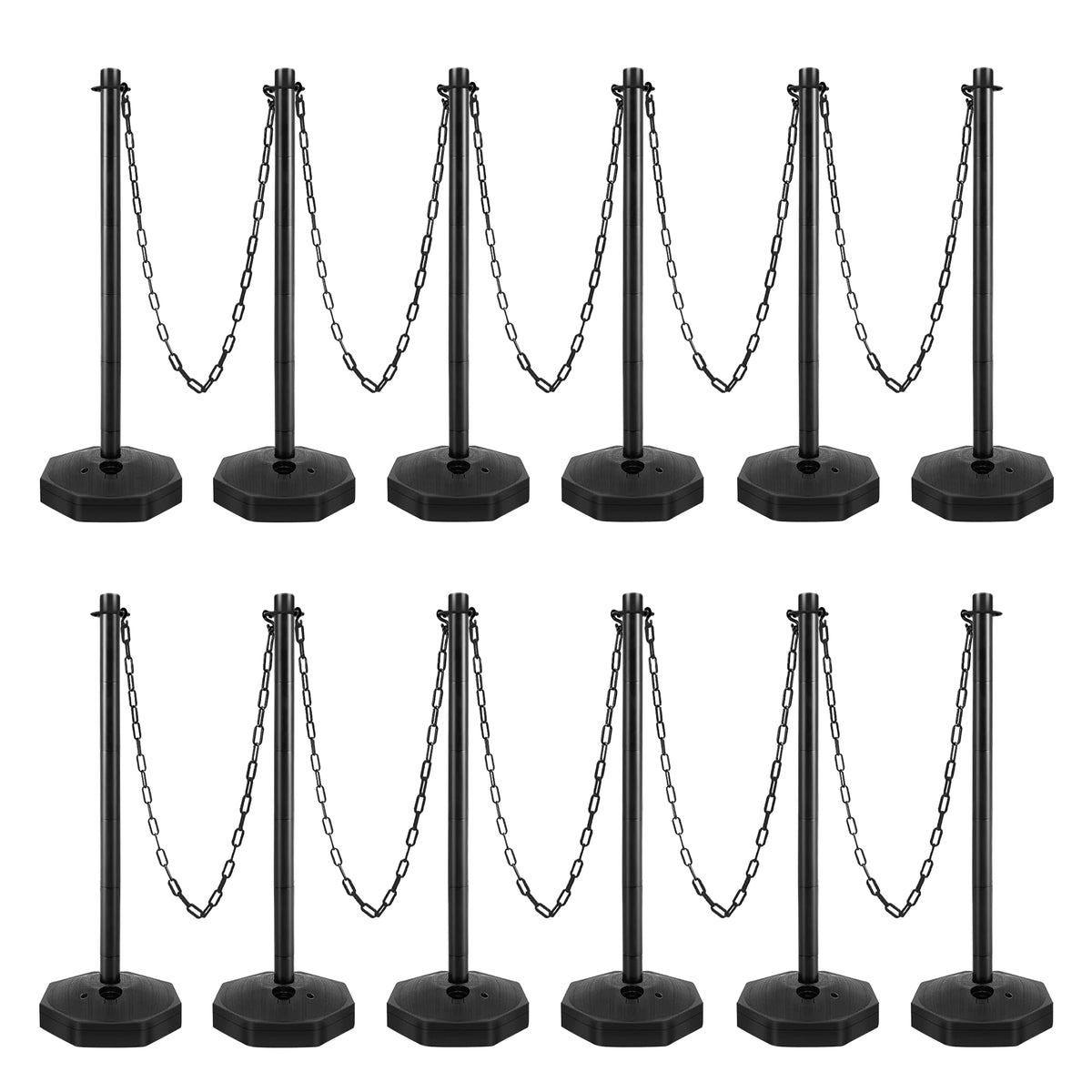 Traffic Delineator Posts with base,Parking Post Cones, 12 Pack