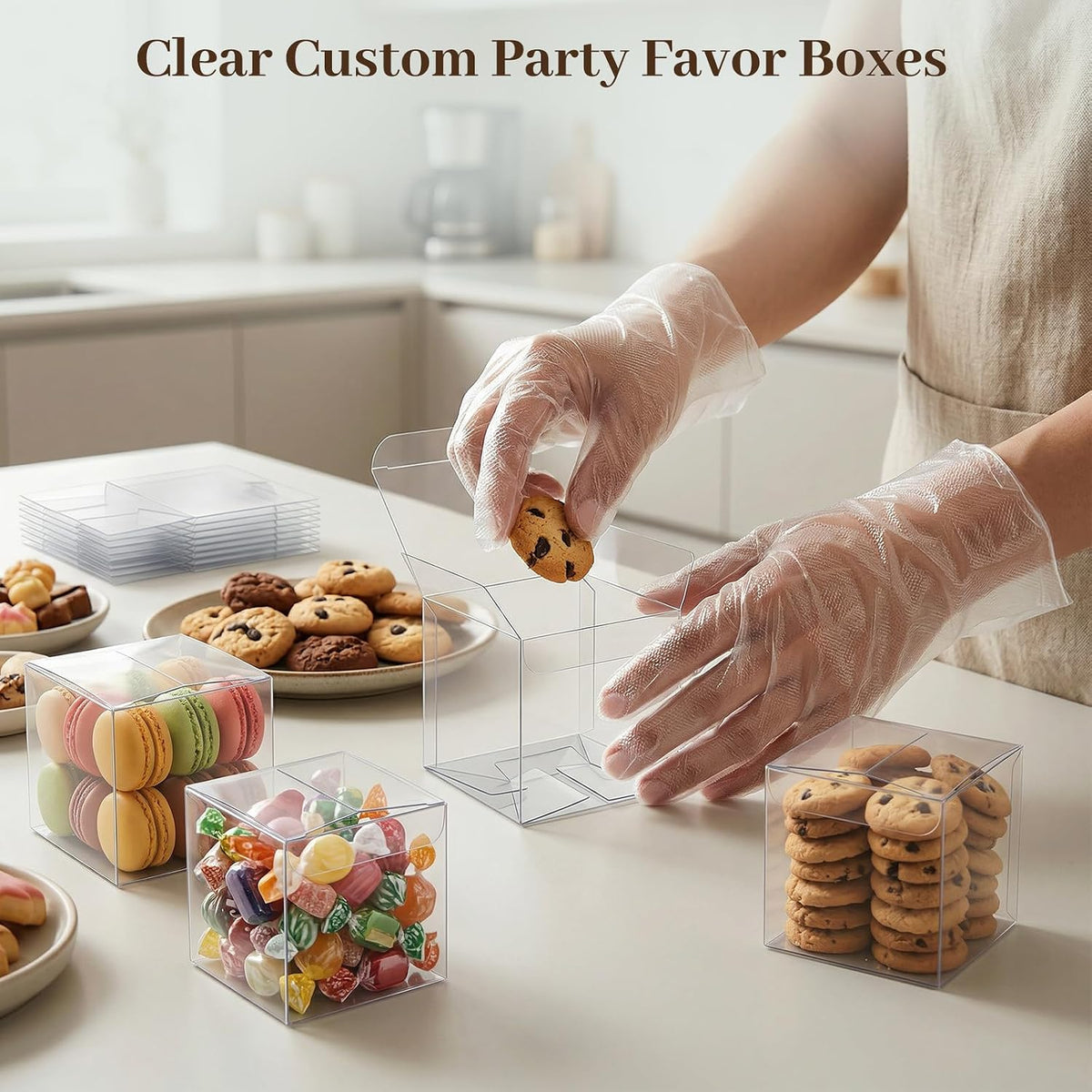 45 PCS Clear Favor Boxes, Large Transparent Plastic Cube Boxes