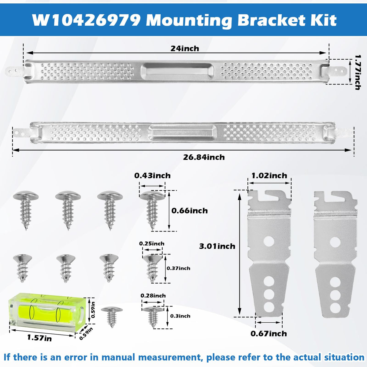 W10426979 24" Dishwasher Mounting Bracket Kit for Granite Countertops