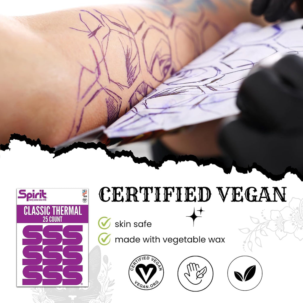Classic Thermal Tattoo Stencil Transfer Paper, 8.5" x 11" (25 Sheets) Professional Tattoo Stencil Paper, Skin Safe
