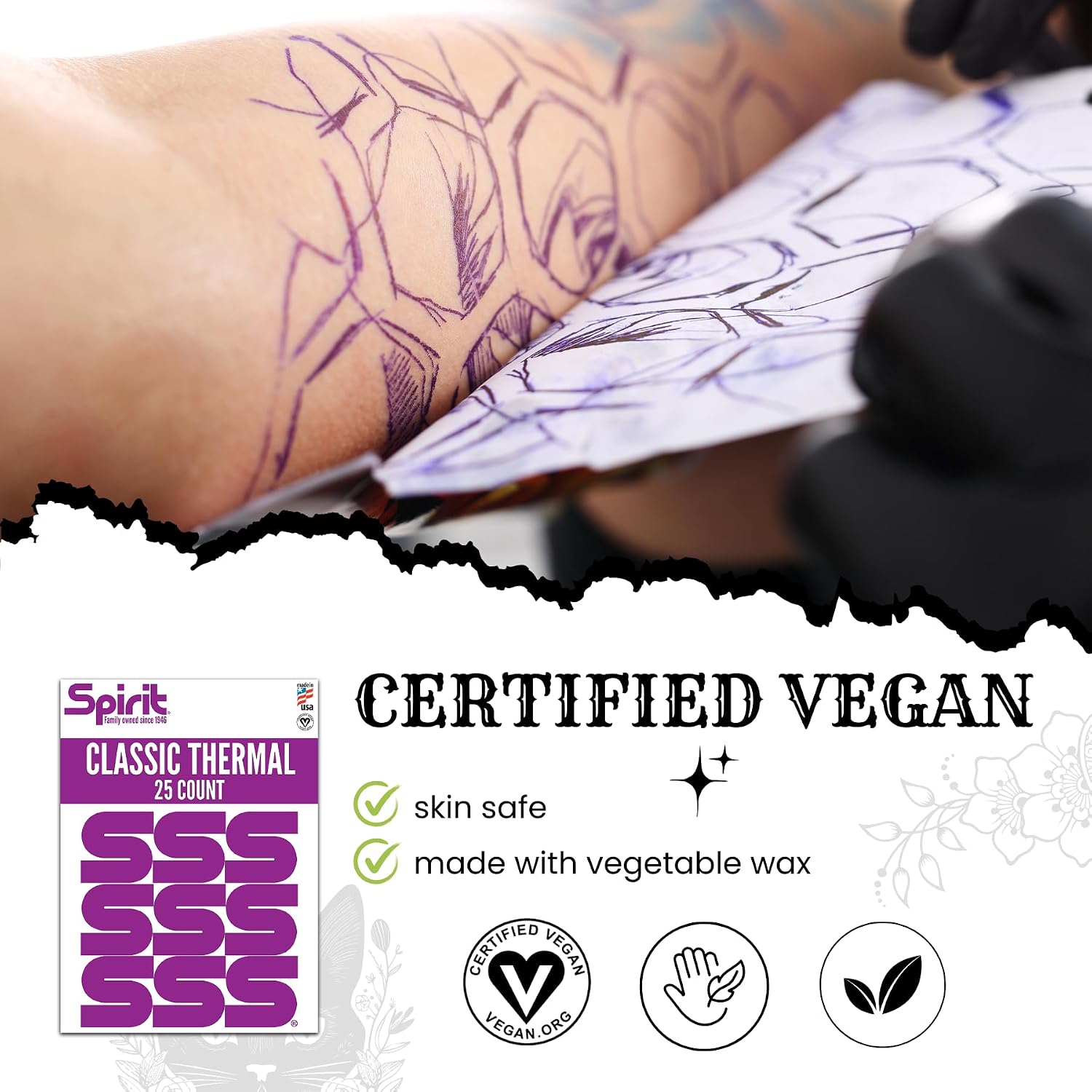 Classic Thermal Tattoo Stencil Transfer Paper, 8.5" x 11" (25 Sheets) Professional Tattoo Stencil Paper, Skin Safe