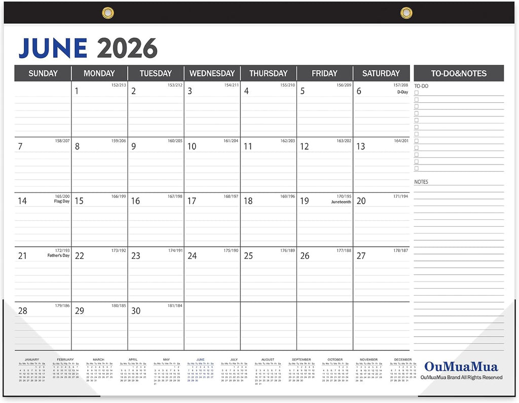 Large Desk Calendar 2026-2027 - 19 Months from Jun. 2026 through Dec. 2027, 22 x 17 Inches Desktop Wall Calendar with