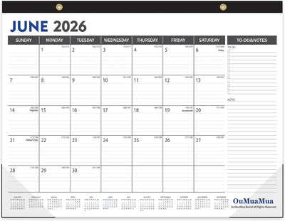 Large Desk Calendar 2026-2027 - 19 Months from Jun. 2026 through Dec. 2027, 22 x 17 Inches Desktop Wall Calendar with