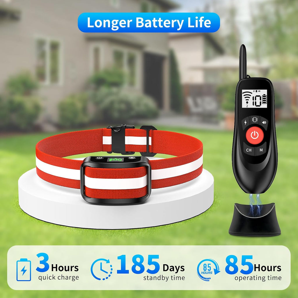 Wireless Dog Fence for 2 Dogs - Adjustable up to 1640ft Electric Fence, 185 Days Standby Time Training Collar, Pet